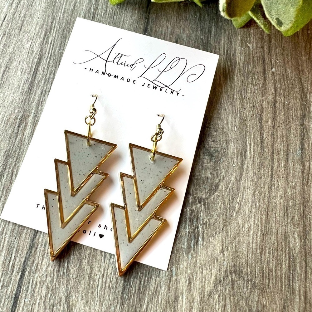 2/$30 Handmade Gold and Gray Earrings